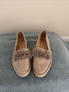 Sam Edelman Taupe Suede Tassel Espadrille Loafers